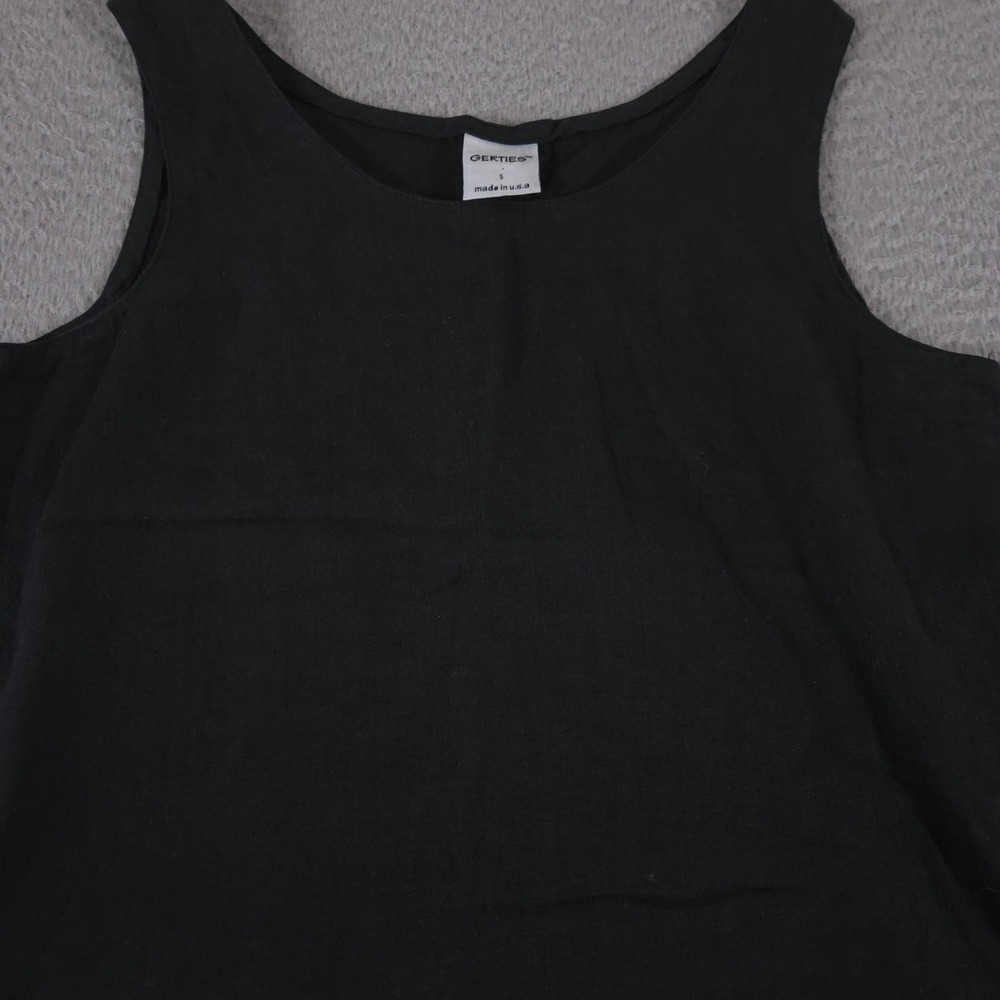 Gerties Top Womens S Black 100% Linen Tank Scoop Neck Sleeveless Made in USA